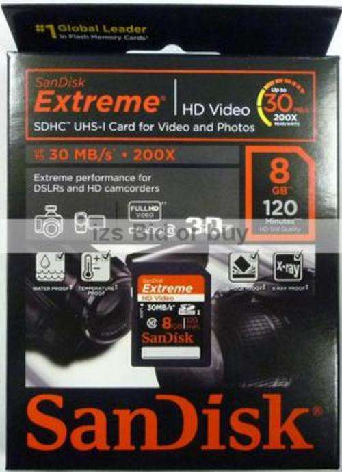 Sandisk 8GB Extreme SDHC Card - Class 10 ***NO RESERVE***