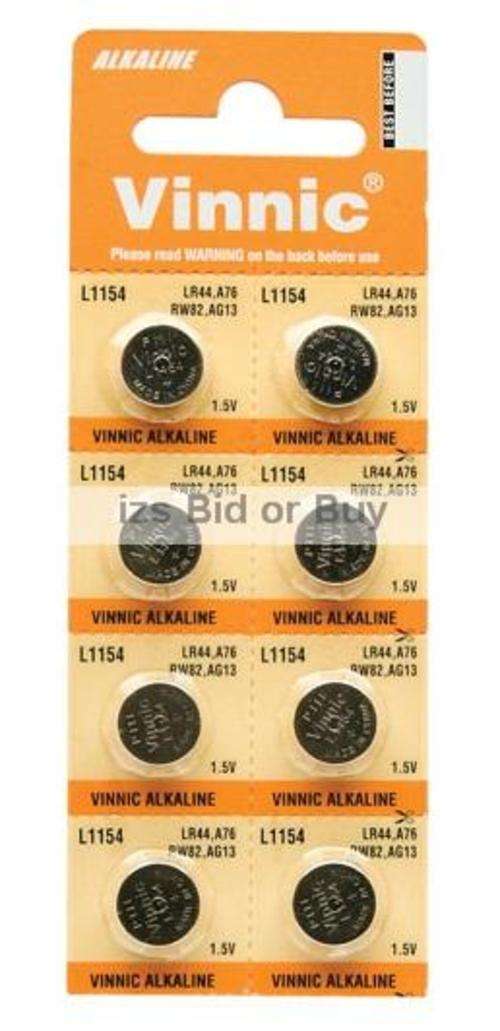 Vinnic LR44 A76 357 AG13 L1154 Alkaline Battery - 10 Pack
