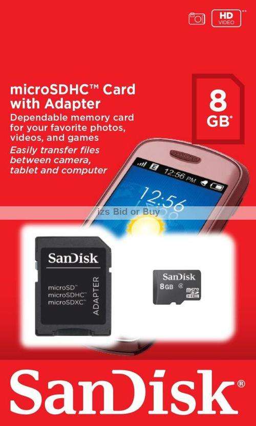 Sandisk 8GB micro SDHC Card & Adapter *** DEAL OF THE DAY ***