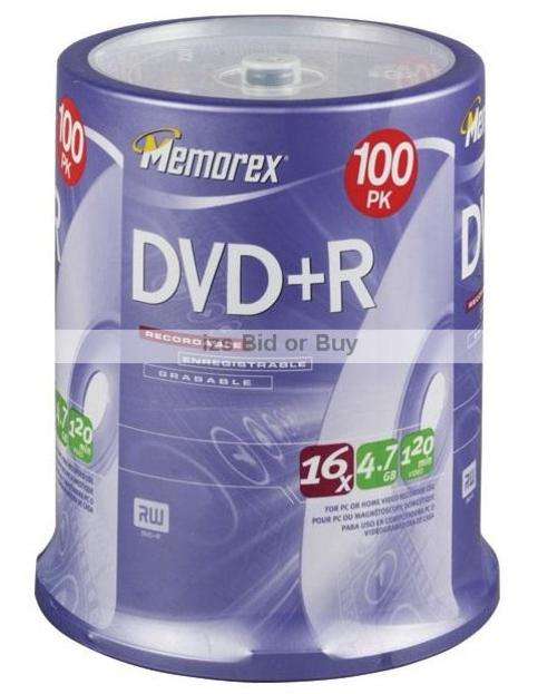 Memorex 100 Pack Blank DVD +R ***NO RESERVE***
