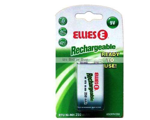 Ellies 9V 250mAh Rechargeable Battery ***WOW*** NO RESERVE