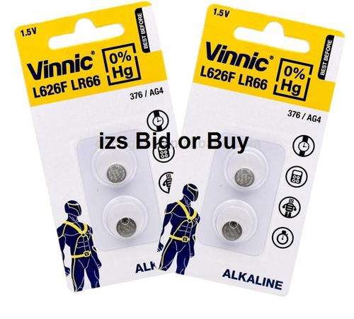 Vinnic AG4 LR66 L626F 376 1.5V Alkaline Battery - 10 Pack