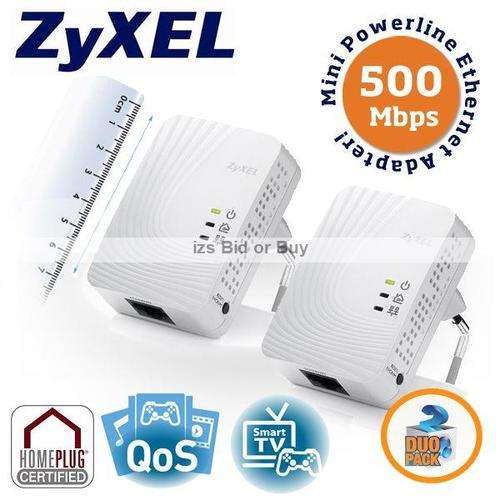ZyXEL 500 Mbps Mini HD Powerline Ethernet Adapter Kit - Twin Pack ***WOW***