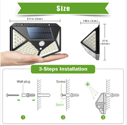 Motion Sensor Solar Powered Pathway Led Wall Lamp