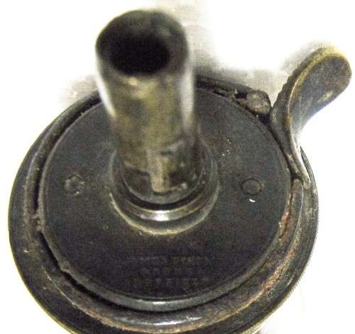 OLD BLACK GUN POWDER FLASK BY JAMES DIXON & SONS SHEFFIELD - READ DESCRIPTION BELOW 190 X 50 MM