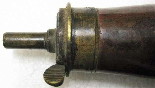 OLD BLACK GUN POWDER FLASK BY JAMES DIXON & SONS SHEFFIELD - READ DESCRIPTION BELOW 190 X 50 MM