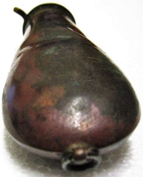 OLD BLACK GUN POWDER FLASK BY JAMES DIXON & SONS SHEFFIELD - READ DESCRIPTION BELOW 190 X 50 MM