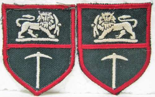 RHODESIAN BUSH WAR PAIR OF RHODESIAN ARMY CLOTH SHOULDER FLASHES IN A GOOD USED CONDITION
