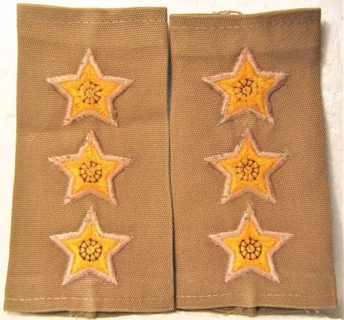 OLD SADF PAIR OF EMBROIDERED SLIP-ON CAPTAINS RANK IN GOOD USED CONDITION