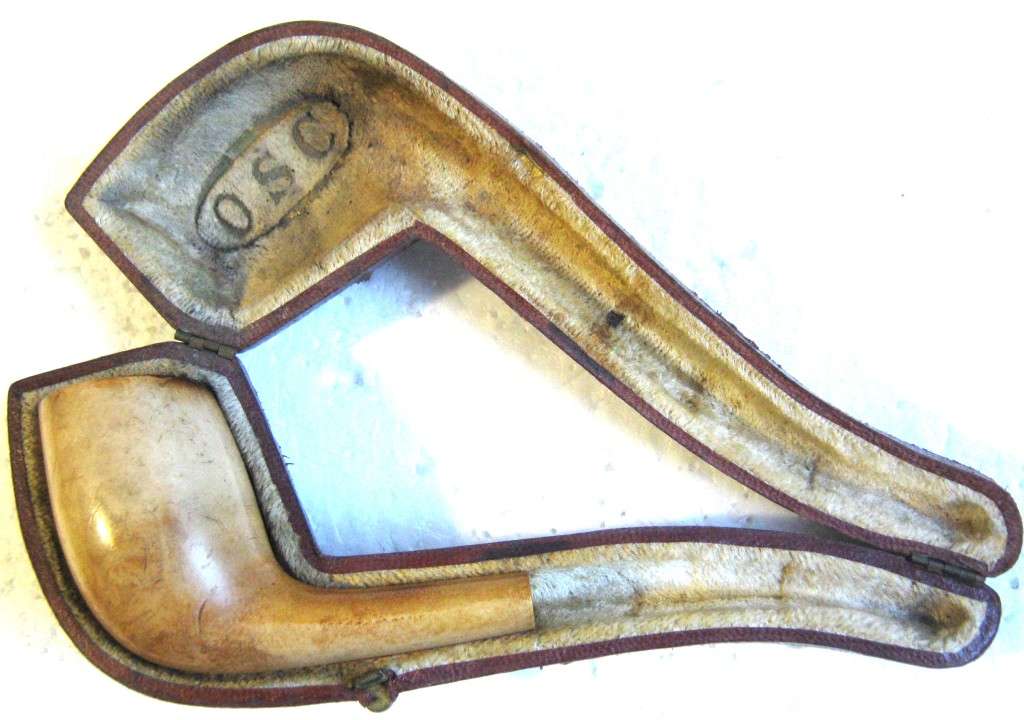 OLD MEERSCHAUM PIPE WITHOUT STEM IN IT`S CASE IN VERY GOOD CONDITION