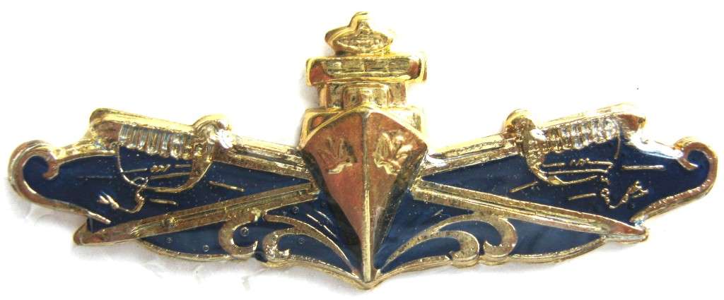 S.A. NAVY MESS DRESS COMMAND BRIDGE WATCHKEEPING BADGE  IN UNUSED CONDITION