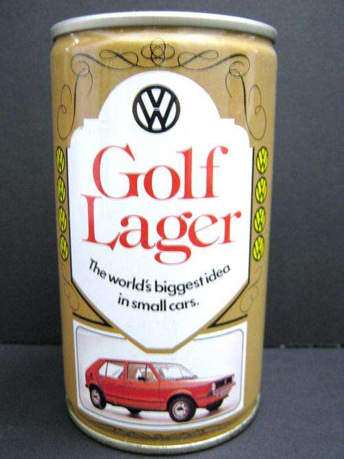 VW GOLF LAGER BEER CAN WITH PULL RING INTACT