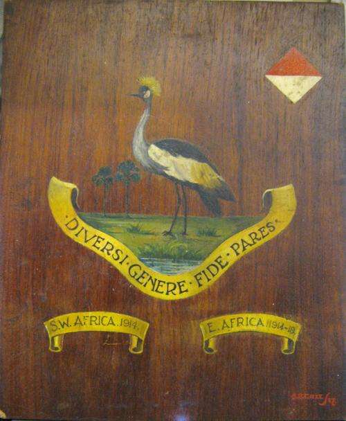 NORTHERN RHODESIA REGIMENT PLAQUE HAND PAINTED BY A.B.CREE IN 1927 - 355 X 29mm