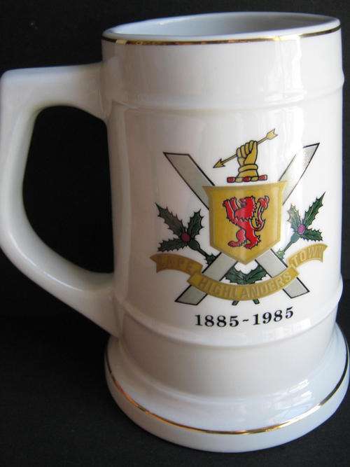 CAPE TOWN HIGHLANDERS ANNIVERSARY MUG 1885 - 1985 - Very good condition