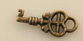 Key Bronze Charm - 18x8mm - Scrapbooking Embellishment, Crafts or Jewelry