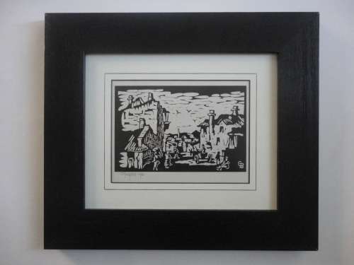 Gregoire Boonzaier Linocut .  Cape District Six.  Signed and Dated.