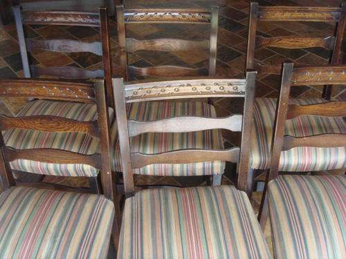 Set of Ten Antique Solid Oak Chairs - Good Condition  R25 000