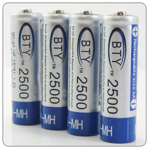 4 PCS AA 2500 mAh Ni-MH Rechargeable Batteries
