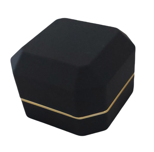 Ring box with light lined with velvet