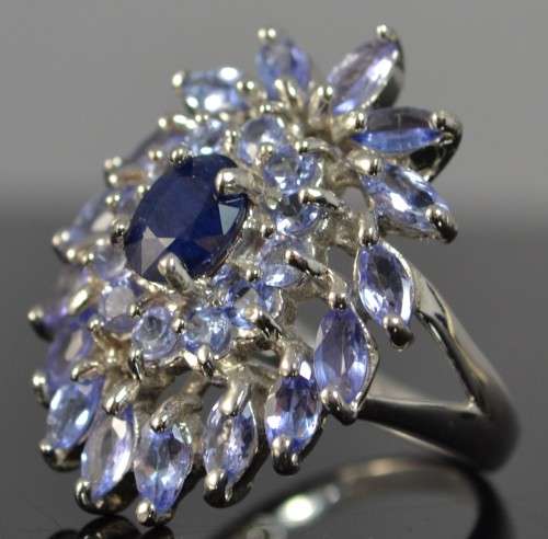 FOR BUYER heart to heart ONLY REAL TANZANITE SAPPHIRE 925 SILVER RING SIZE 7