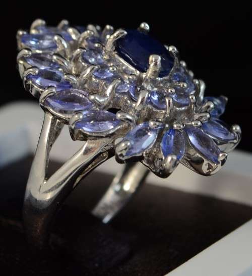 FOR BUYER heart to heart ONLY REAL TANZANITE SAPPHIRE 925 SILVER RING SIZE 7