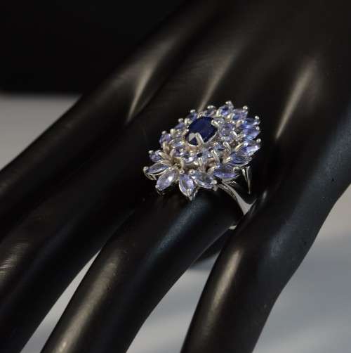 FOR BUYER heart to heart ONLY REAL TANZANITE SAPPHIRE 925 SILVER RING SIZE 7