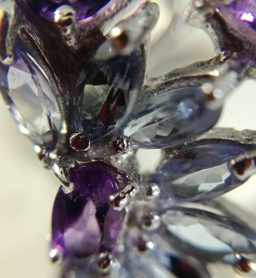 GLORIOUS REAL TANZANITE AMETHYST AND ZIRCON 925 SILVER RING SIZE 9