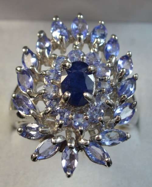 FOR BUYER heart to heart ONLY REAL TANZANITE SAPPHIRE 925 SILVER RING SIZE 7