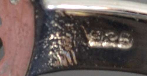 UNUSUAL PINK OPAL TWO TONE 925 STERLING SILVER RING