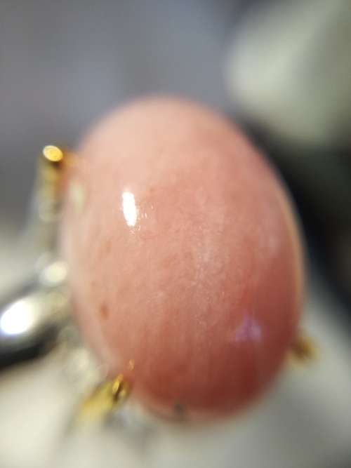 UNUSUAL PINK OPAL TWO TONE 925 STERLING SILVER RING