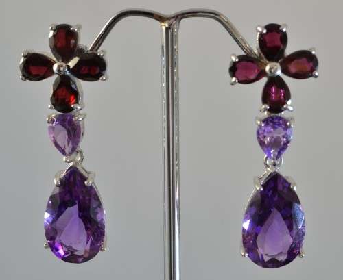 For username bebaandric onlyNATURAL BEAUTIFUL PURPLE AMETHYST & RHODOLITE GARNET 925 SILVER EARRING