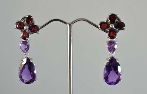 For username bebaandric onlyNATURAL BEAUTIFUL PURPLE AMETHYST & RHODOLITE GARNET 925 SILVER EARRING