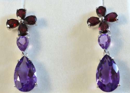 For username bebaandric onlyNATURAL BEAUTIFUL PURPLE AMETHYST & RHODOLITE GARNET 925 SILVER EARRING