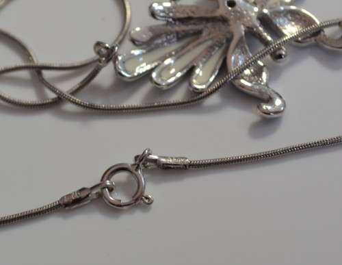 GENUINE BLUE SAPPHIRE 925 STERLING SILVER ENAMEL BUTTERFLY NECKLACE