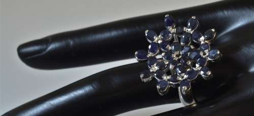 AMAZING REAL DEEP BLUE SAPPHIRE 925 SILVER RING SIZE 7.5