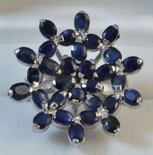 AMAZING REAL DEEP BLUE SAPPHIRE 925 SILVER RING SIZE 7.5