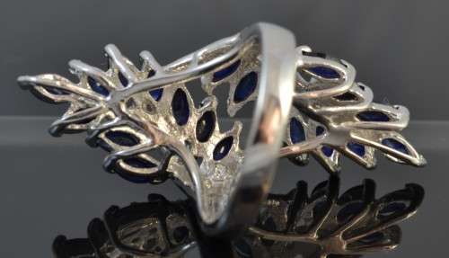 ELEGANT AAA GENUINE BLUE SAPPHIRE 928 SILVER RING SIZE 8