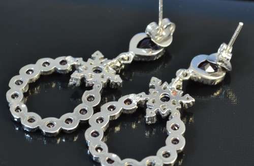 GENUINE RHODOLITE GARNET & AMETHYST 925 SILVER EARRINGS