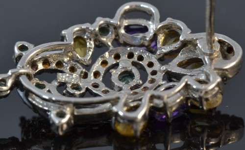 NATURAL CITRINE, EMERALD GARNET 925 SILVER EARRINGS