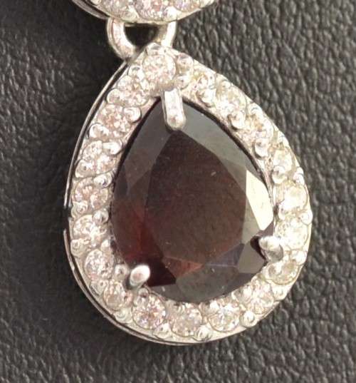 GENUINE AMETHYST, RHODOLITE GARNET AND CZ 925 SILVER NECKLACE