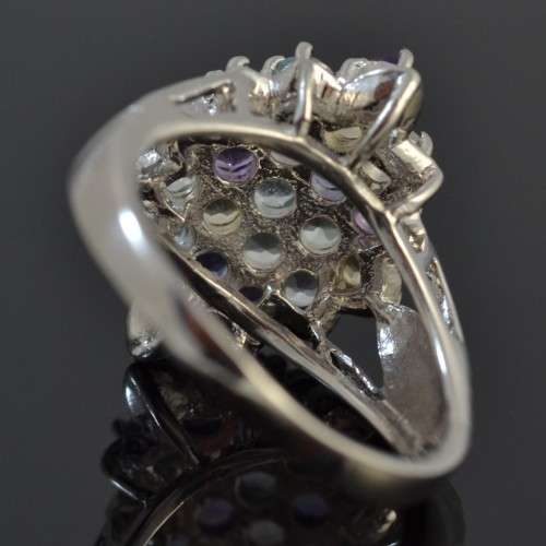 For buyer josip2007 IOLITE TOPAZ, AMETHYST, QUARTZ & CITRINE 925 SILVER CLUSTER STYLE RING SIZE 6.75