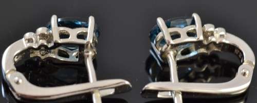 *SET*  GENUINE LONDON BLUE TOPAZ 925 SILVER RING WITH MATCHING EARRINGS