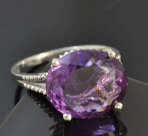 STUNNING NATURAL 14MM X 12 MM AAA OVAL AMETHYST 925 SILVER RING SIZE 7.75