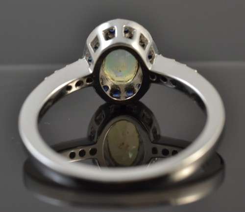 **SET** GENUINE AAA FACET CUT RAINBOW OPAL &  SAPPHIRE 925 SILVER RING SIZE 7 WITH MATCHING PENDANT