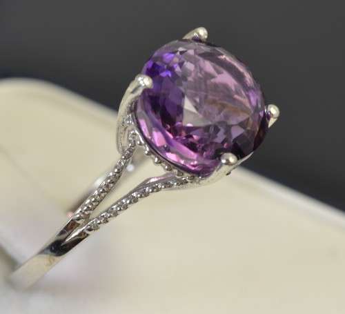 STUNNING NATURAL 14MM X 12 MM AAA OVAL AMETHYST 925 SILVER RING SIZE 7.75