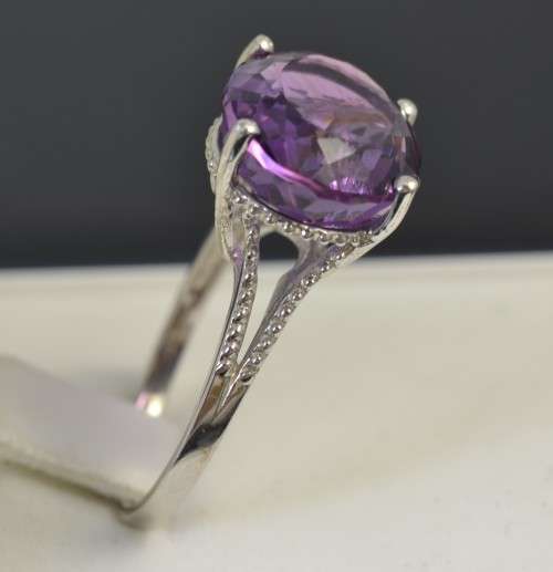 STUNNING NATURAL 14MM X 12 MM AAA OVAL AMETHYST 925 SILVER RING SIZE 7.75