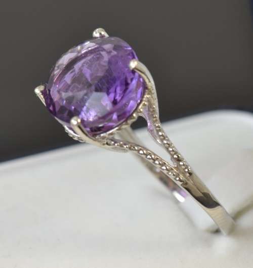 STUNNING NATURAL 14MM X 12 MM AAA OVAL AMETHYST 925 SILVER RING SIZE 7.75