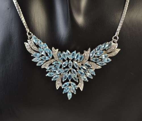 GENUINE TOP QUALITY BLUE TOPAZ 925 SILVER NECKLACE
