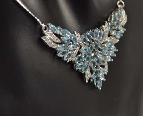 GENUINE TOP QUALITY BLUE TOPAZ 925 SILVER NECKLACE