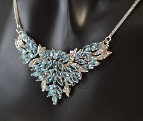 GENUINE TOP QUALITY BLUE TOPAZ 925 SILVER NECKLACE